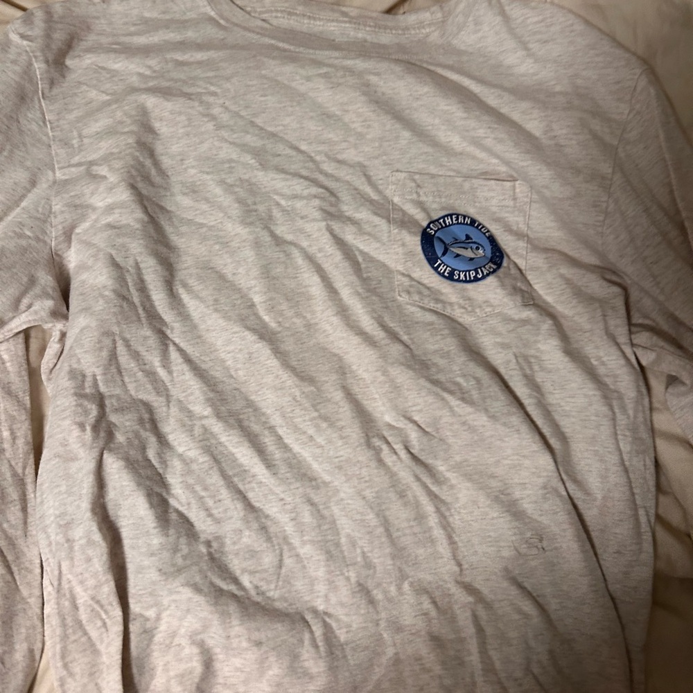 Southern Tide Light Gray Long Sleeve with Blue Logo